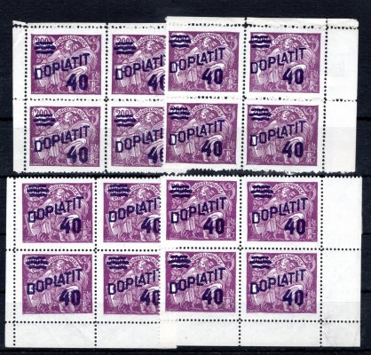 DL 43, doplatní 40/200 fialová,  miniatura o 16 známkách