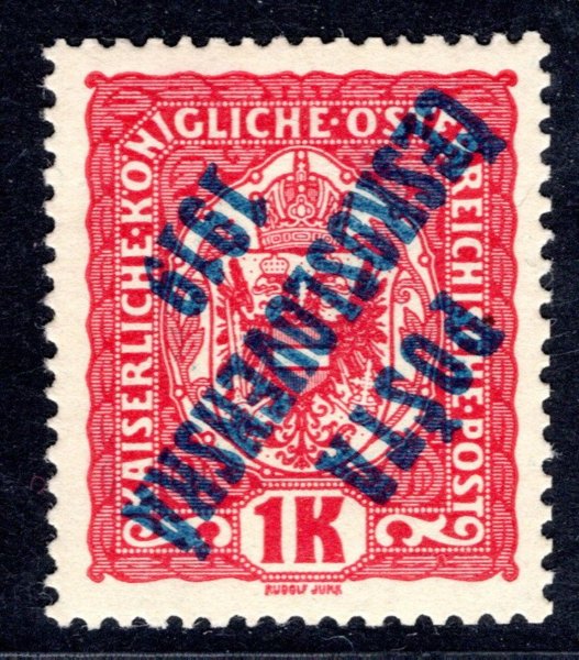 47 PP ; 1 koruna s převráceným přetiskem  - Typ I - zk. Gilbert 