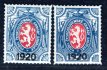 PP 6, 1 R modrá s přítiskem 1920, malá a velká šavle, zk. Mr, Franěk