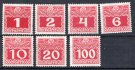34 y - 44y ;  doplatní červená čísla série na tenkém průsvitném ; kat. cena 550 euro - hezká svěží sestava