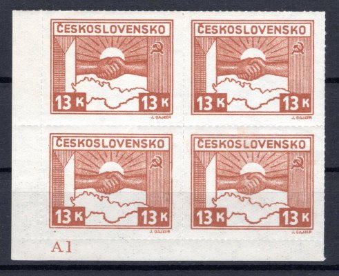 358, Košice, levý dolní rohový 4 blok 13 K s DZ  A1 (2), hledané