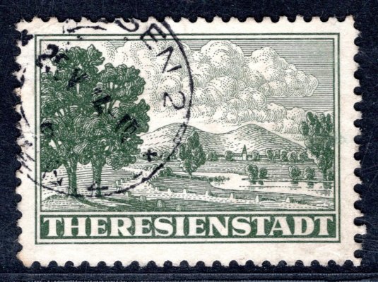 Pr 1 A, Terezín, zelená  balíková připoštěcí známka, zk. Gi