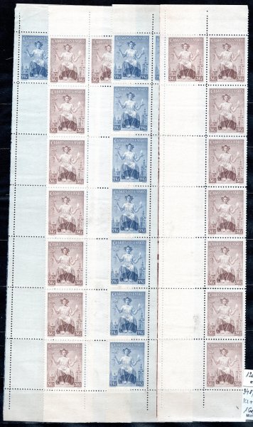 348 - 9, výročí vydání známek, levý a pravý kompletní 14 - ti pás