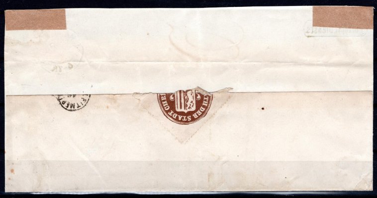 dopis z Chemnitz se známkou Mi. 5, 25/9/72 do Litoměřic, chybí část zadní strany, stopy poštovního provozu