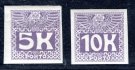 Rakousko - Mi. P 45 - 6 U, ohyb , doplatní nezoubkované 5 + 10 K fialová, kat. 1500 Eu - stříhané známky 