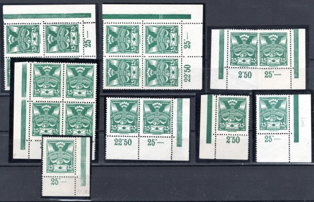 149 A kompletní sestava DZ - rohových známek a 4 bloků, zelená 25 h