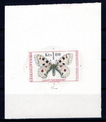 1529 ZT, otisk rytiny na kousku papíru, motýli 1,00 K, zk. Pi, vzácné a hledané