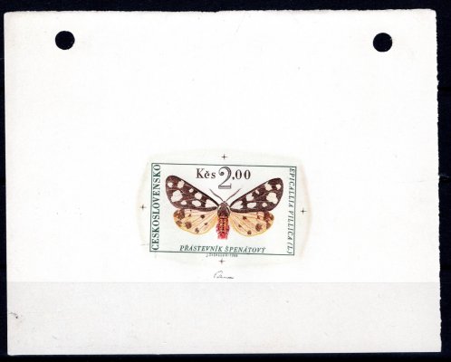 1531 ZT, otisk rytiny na kousku papíru, motýli 2,00 K, zk. Pi, na okraji dírky od pořadače, vzácné a hledané