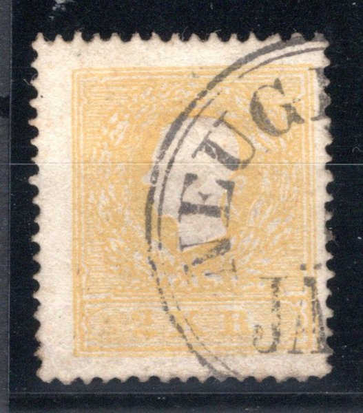 10 II; 2 kr em. 1858/59, žlutá, typ II, fragment raz. NEUGEDEIN, bezvadná kvalita. ANK € 70.-