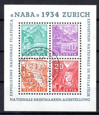 Švýcarsko - Mi. Bl. 1, Naba 1934, kat. 750,- euro 