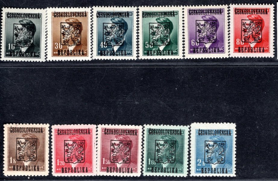 Sušice III - revoluční přetisk na známkách A.H., kompletní