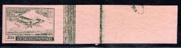 L 9 ZT  krajový kus na růžovém papíru, 2 Kč zelená s bordurou a částí otisku šroubu