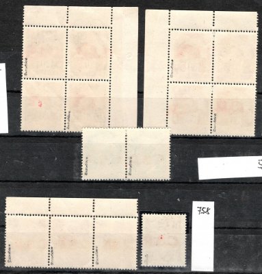 Rimavská Sobota - přetisk ČSP na maďarských známkách : 4 - blok Michel 715 + 736 - 2 - páska Michel 737: 3- páska Michel 753 a 758  - hledané - zkoušené 