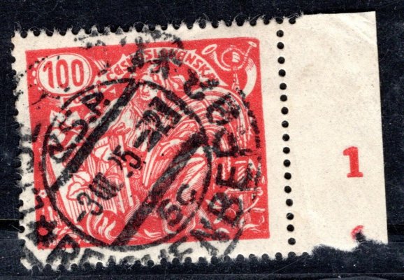 173 B, typ III, krajový kus s DČ, červená 100 h, vzácné a hledané