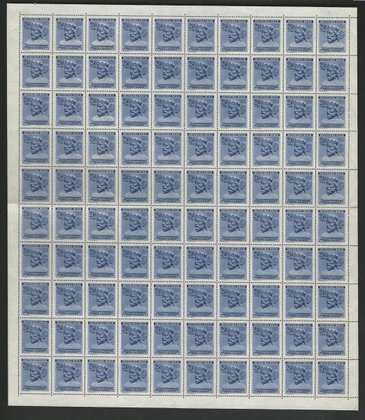 104  PA (100), Zimní pomoc - J. Lucemburský, 250 h modrá, TD 1, na spodním okraji rozměřovací křížek, vzácné