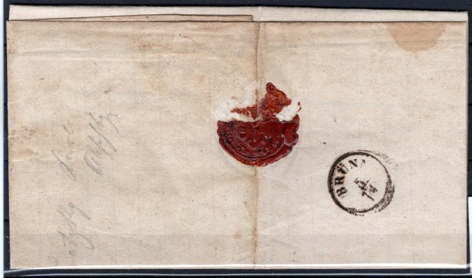 3 H IIIa; 3 kr ruční papír, typ IIIa, na skládaném dopise s dvoukruhovým raz. NAMIEST 4 / 12 (1852; Náměšť nad Oslavou, Vot. 1485/1, 50 bodů). Odesláno do Slavkova u Brna, pěkné střihy, bezvadná kvalita.
