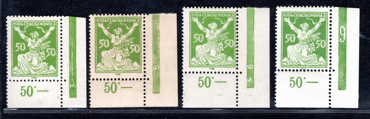 156 ; 50 h zelená s číslicemi  v rámu 3,5,6 a 9 ;  4 kusy 