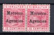 Britská pošta, přetis Morocco - SG 2, dvoupáska - v nápisu spojené NC , kat. 100 Liber