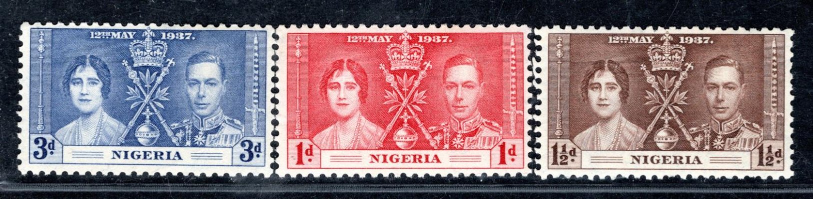 Nigeria - SG. 46 - 8, Jiří VI, korunovace 1937