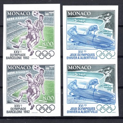 Monako - Mi. 2052 - 3 U, Olympiáda 1992,  nezoubkovaná svěží řada ve dvoupáskách  katalog Michel nezoubkované známky neuvádí, chybí ve většině sbírek, vzácné