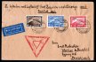 Zeppelin 1933, obálka fr. leteckou známkou hodnoty 1,2.4 RM - razítko FRIEDRICHSHAFEN 14.10.1933, červené trojúhelníkové razítko friedricgshafen 114.10.1933, červené razítko SUDAMERIKA-CHICAGOFAHRT, příchozí razítko vzadu FRIEDRICHSHAFEN