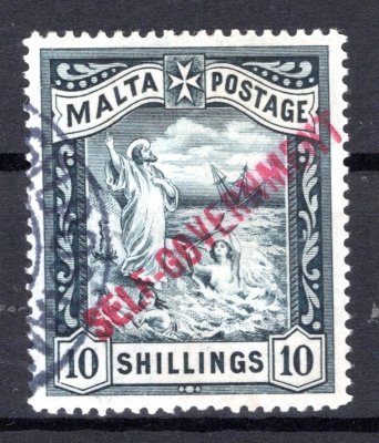 Malta - Sg. 105, 10 Sh, koncová hodnota, hledané, kat. 400 libet