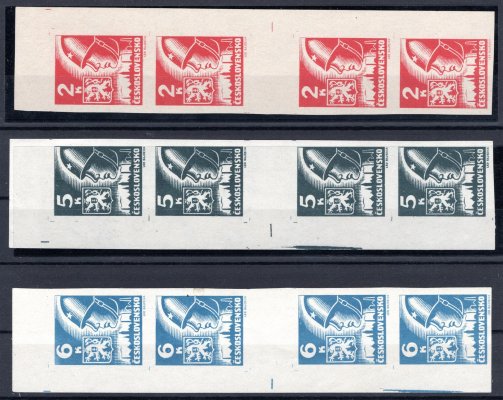 354 - 356  Mv(4) ; svislé  4- známkové nepřeložené krajové  s otiskem barvy na okraji 