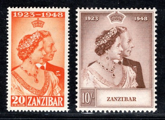 Zanzibar - SG. 333 - 4, Alžběta, stříbrná svatba 1948