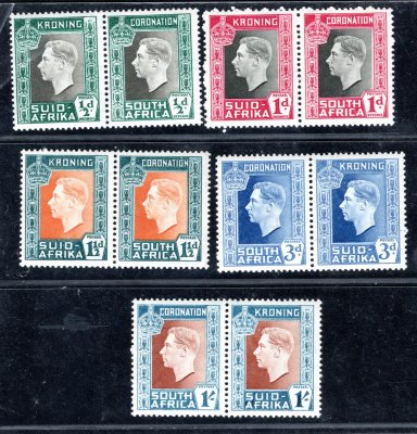 South Africa - Sg. 71 - 5, páry, Jiří VI, kat 40 Liber