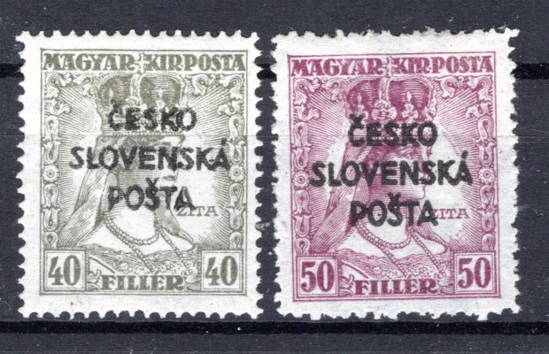 RV 150 - 151 , Šrobárův přetisk, II. náklad, Zita, 40 (ohyb) + 50 f, zk. Mr