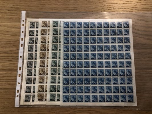 372 - 375, 10 h - 60 h Lipové listy - kompletní stokusové archy 