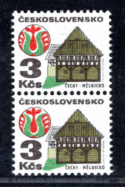 1966 xb  - dvoupáska  - 3 koruny Architektura - na papíru OZ - s DV 43/1 