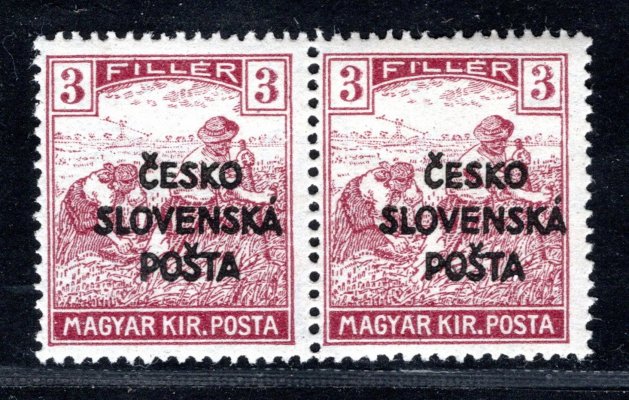 RV 138, Šrobárův přetisk, dvoupáska, ženci, fialová 3 f, zk. Gi