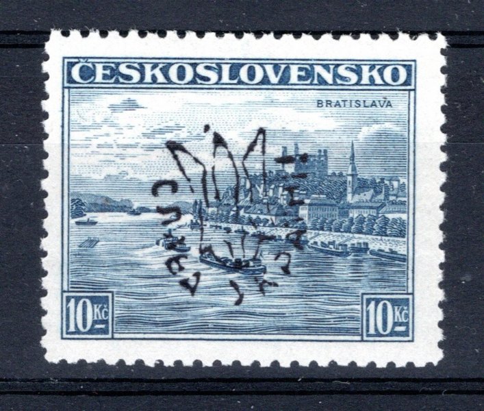 Zakarpatská Ukrajina, Sičský přetisk, 10 Kč modrá, typ II, velmi nízký náklad, vzácná známka, poprvé v naší aukci
