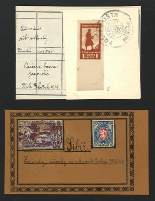 Karta a lístek s vlastnoručními poznámkami organizátora a velitele vojenské pošty na Sibiři Antonína Novotného (1x PP4 N 1 R a 1x PP5 Lvíček 1 R)