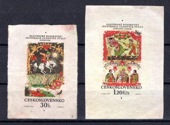 1734 a 1738 ZT, Slovenské národní pohádky, otisky rytin J. Schmidta v originálních barvách na kartónovém papíře, zk. Karásek, Beneš