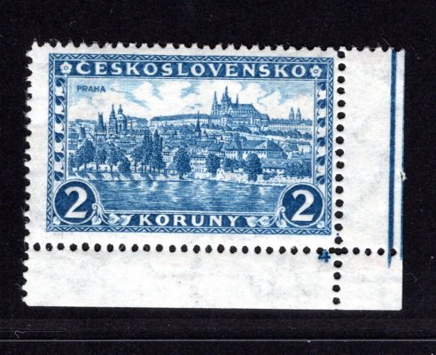 225x Praha 2 Kč modrá, P6, pergamenový papír s DČ 4 (katalog DČ 4 u pergamenového papíru dosud neuvádí), vzácné, zk. Vrba