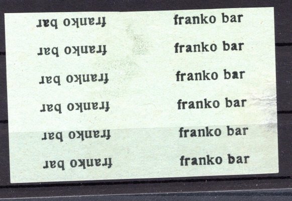 NN14 TB Novinové provizorium Mährisch, Franko Bar, protichůdná dvojice 6páska, v okraji zeslabený papír, v tomto celku ojedinělé, zk. Vrba