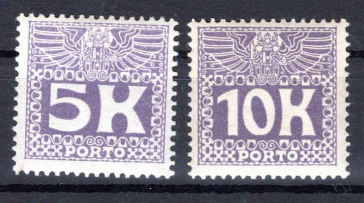Rakousko, ANK P45-46, 5 K + 10 K doplatní známky, nevydané, koncové hodnoty