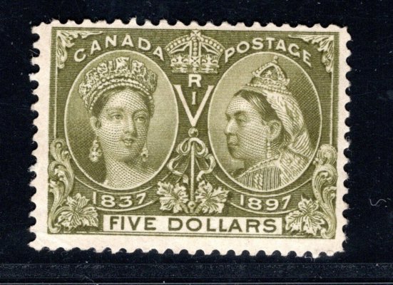 Kanada 1897, SG 140, Viktorie jubilejní 5 $ olivová, vzácná koncová hodnota, kat. 1.400 GBP