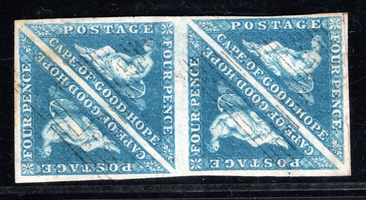 Cape of Good Hope 1853, SG 4, 4 p modrá na namodralém papíru, 4blok, bezvadné, zk. Diena, vzácný blok, kat. 1.350 GBP