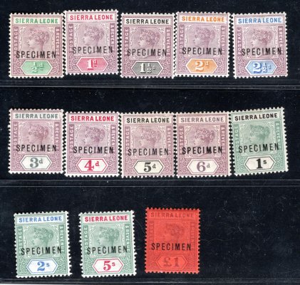 Sierra Leone 1896, SG 41-53 Viktorie 1/2 p-1 L, SPECIMEN, bezvadné, kat. 300 GBP
jái