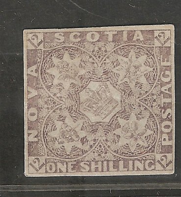 Kanada, Nová Scotia 1851, SG 7c, hodnota 1 Sch, modrý papír, pěkný střih, zk. Jakubík, atest THE ROYAL PHILATELIC SOCIETY LONDON s podpisy šesti znalců, známka byla čištěna a opatřena nepůvodním lepem, nabízíme jako (*), kat. cena 18.000 GBP, raritní známka anglických kolonií