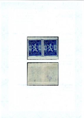 SK1 ZT, Skautské, 10 h modrá, soutisk dvou známek, tisk s opracovanými okraji, stopa po odstraněné nálepce,  zk. Vrba a atest Vrba, velmi hledané