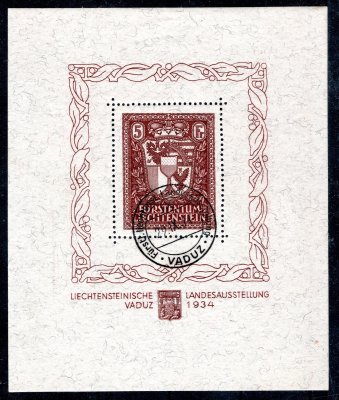 Liechtenstein - Mi. Block 1, VADUZ - výstava známek, kat. 3000,-