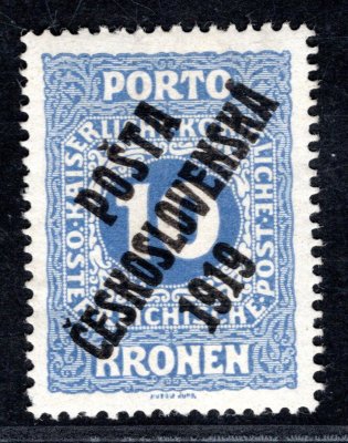 82, typ II, doplatní malá čísla, modrá 10 K, zk. Gilbert 