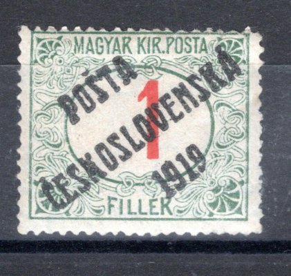 131 Typ I , doplatní červená čísla, 1 f, natržená známka v rohu nahoře, kzy zk. Gi