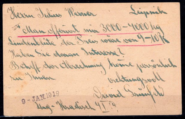 KL 8 H Karel dofr. provizorně novinovou 2 h ve funkci výplatní, nevylámané UNG. HRADITSCH 4.1.1919, obchodní korespondence, vzácné 