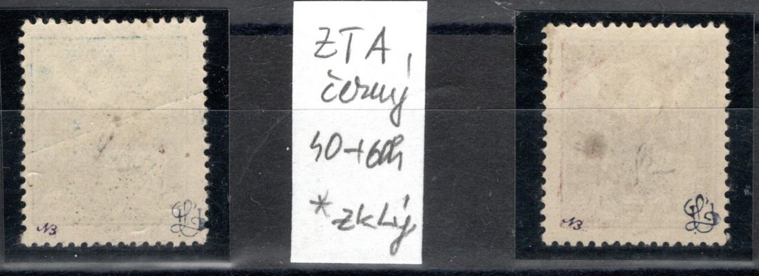ZT, OR, přetisk A - černý, 40 + 60 h, 1 x ohyb, 1 x skvrnka,  zk. Le