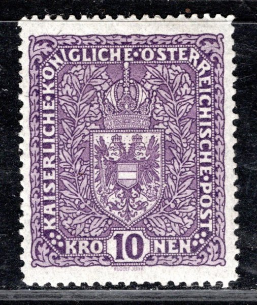 Rakousko - Mi. 207 I, formát úzký, znak fialová 10 K, hledaná známka